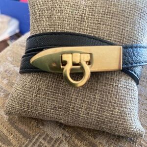 Bracelet faux black leather designer inspired